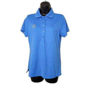(Size-S) Walmart Womens Blue Polyester Spandex Employee Work Polo Shirt